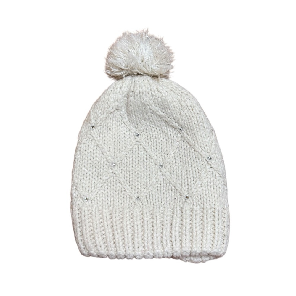 BluKids| Kids Cream Knit Beanie with Pom Pom